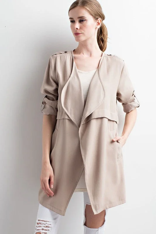 The Best Prices Solid Open Front Trench Coat