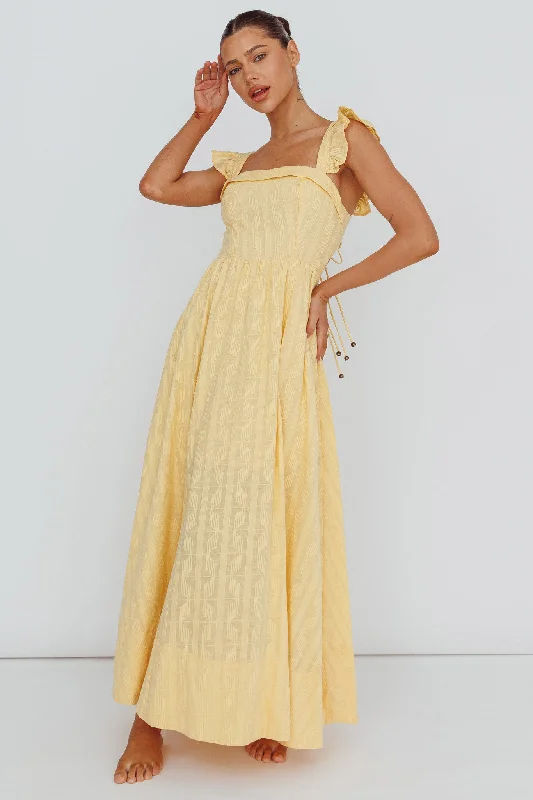 Price Drop Alert Greatest Hits Ruffle Strap Maxi Dress Yellow