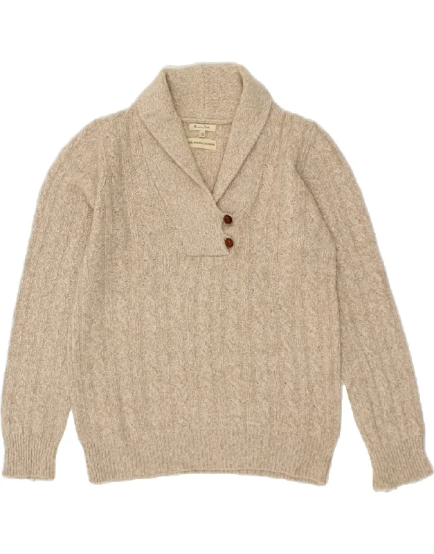 Savings Alert MASSIMO DUTTI Womens Shawl Neck Jumper Sweater UK 16 Large Beige Flecked