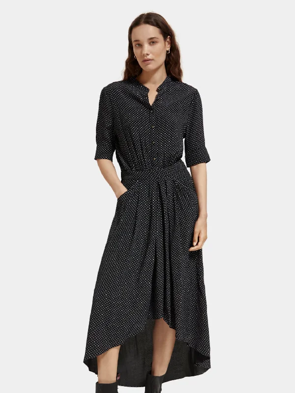 Year-End Sale Midi shirt dress with asymmetrical skirt