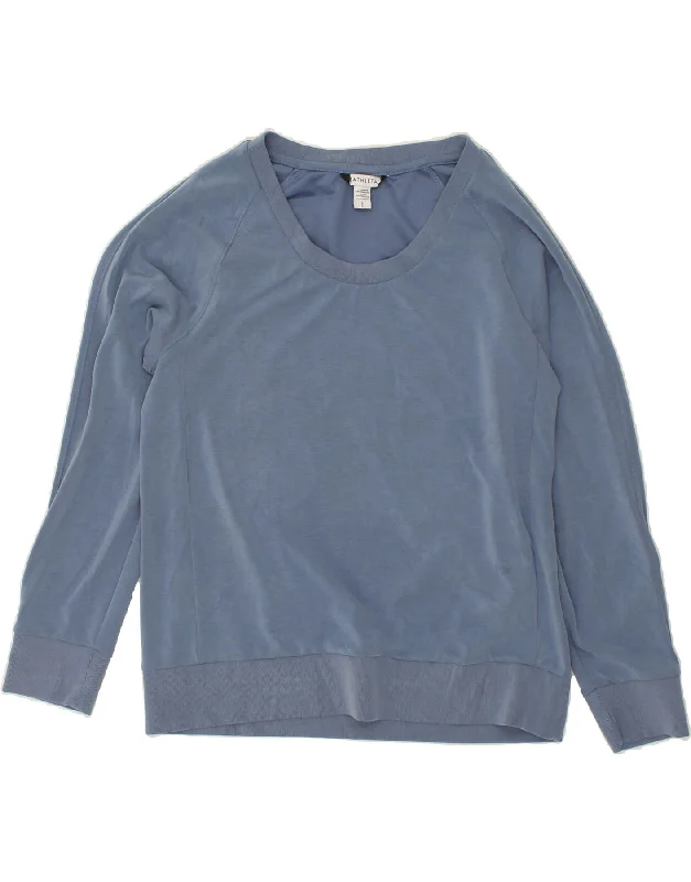 Shop and Save ATHLETA Womens Sweatshirt Jumper UK 16 Large Blue Polyacrylic