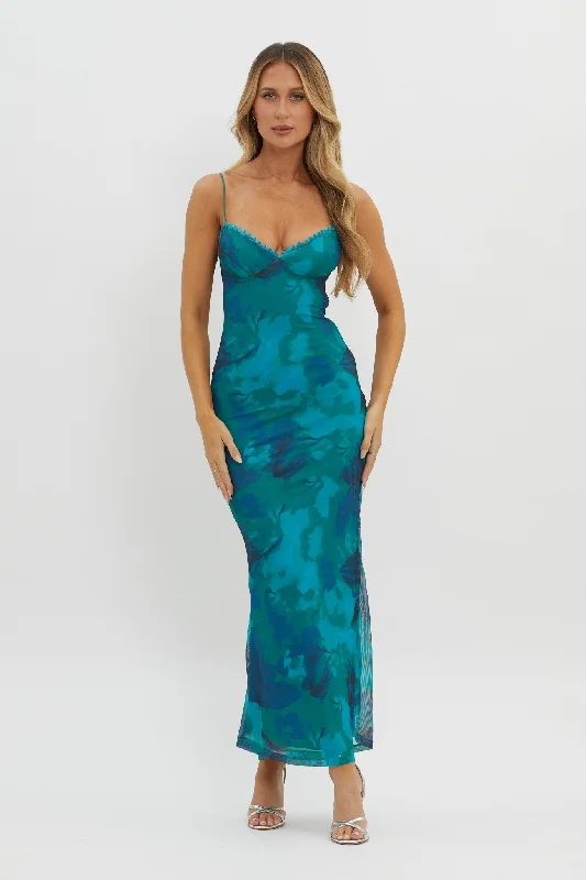Time-Limited Offer Lennox Elastic Back Bodycon Dress Floral Green