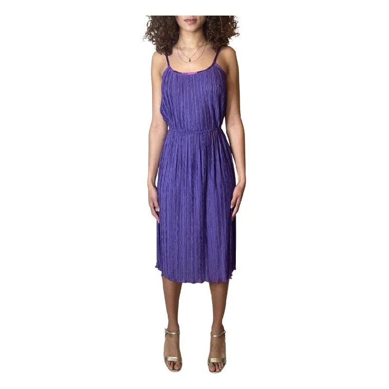Doorbuster Deal Original 1970's Vintage Purple Pleated Disco Dress UK 6 - 8