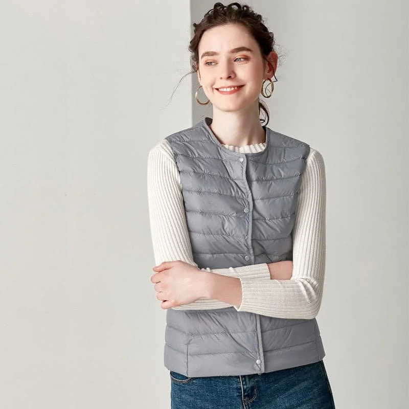 Sneak Peek Sale DressBetty - Winter Weightless Round Collar Sleeveless Duck Down Coat
