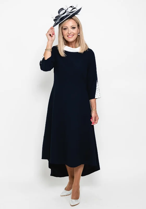 Instant Discount Lizabella Cowl Neck Dipped Hem Dress, Navy