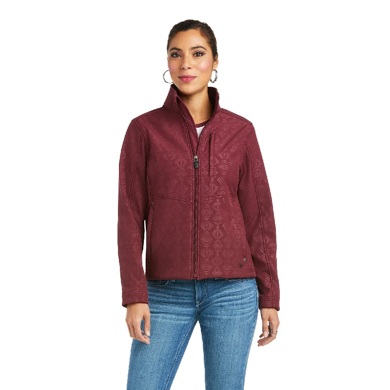 Daily Deals Ariat Women's R.E.A.L. Softshell Jacket, Windsor Wine Embossed