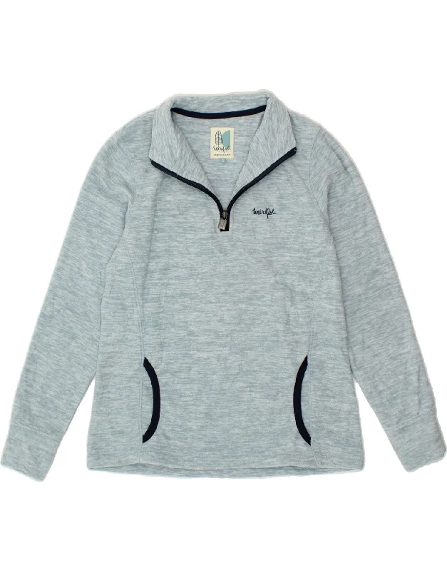 Factory Direct Sale WEIRD FISH Womens Zip Neck Fleece Jumper UK 12 Medium Blue Flecked