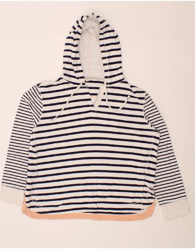 Clearance Sale WHITE STUFF Womens Hoodie Jumper UK 14 Large  White Striped Cotton