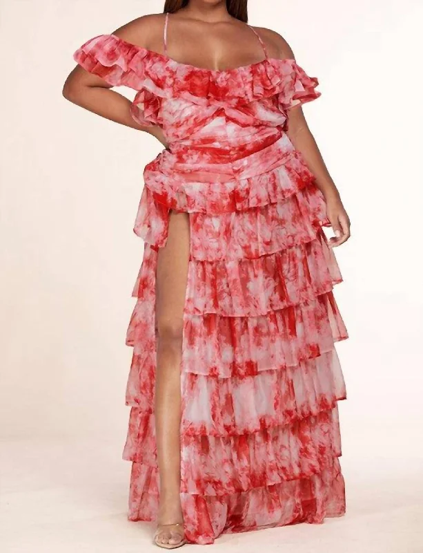 Best Bargains Hawaiian Christmas Tie Dye Maxi Dress In Red