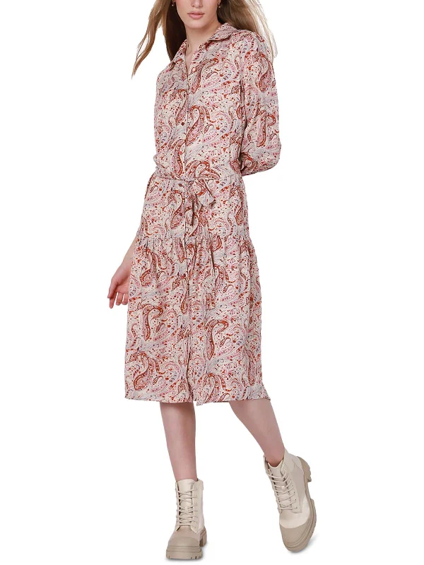 Lowest Price Womens Paisley Polyester Shirtdress