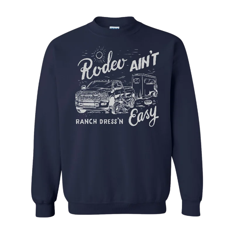 Lowest Prices RODEO AIN'T EASY NAVY CREWNECK