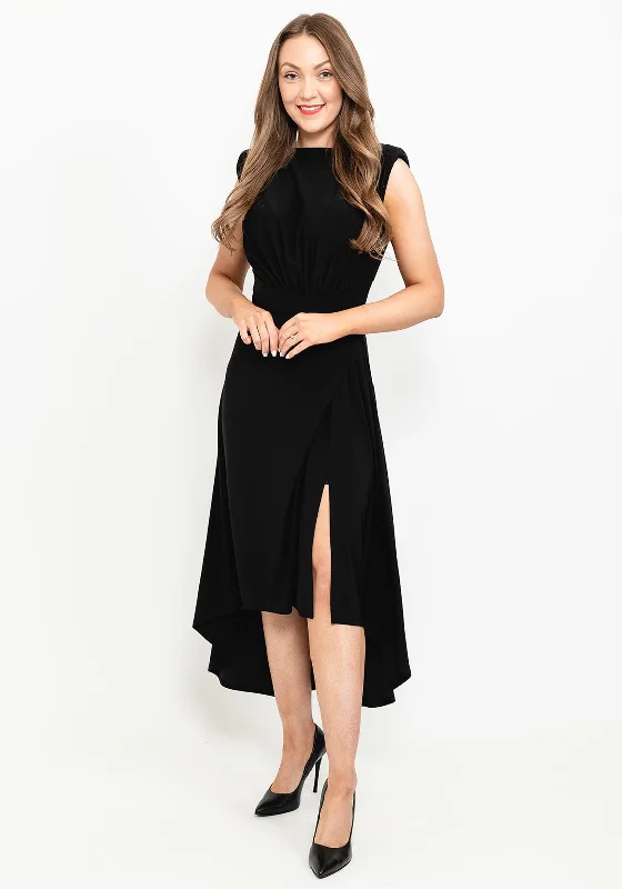 Overstock Kate Cooper Draped Waist Midi Dress, Black