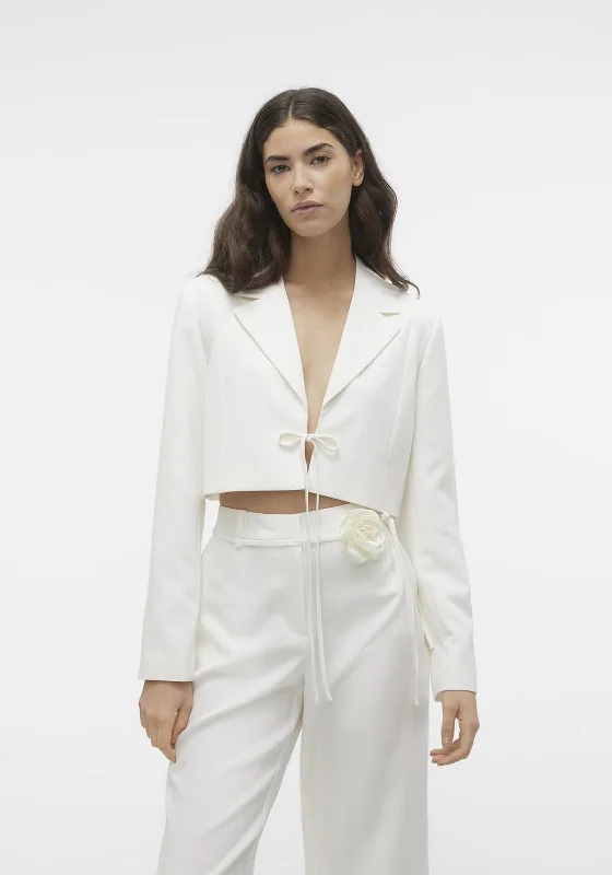 Clearance Event Vero Moda Florentina Tie Front Cropped Blazer, Snow White