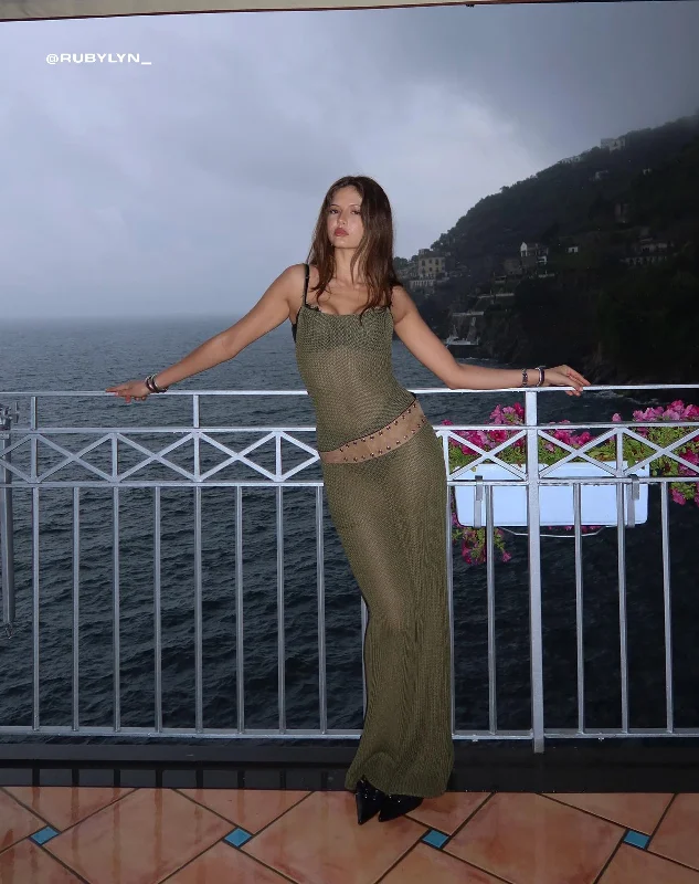 Amazing Deals Norila Knitted Maxi Dress in Olive