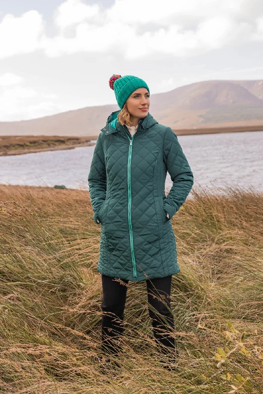 Super Bargain Longline Quilted Coat in Green
