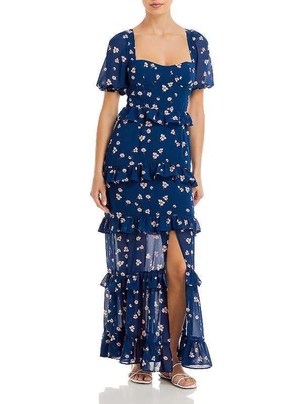 Huge Discounts Womens Puff Sleeve Long Maxi Dress