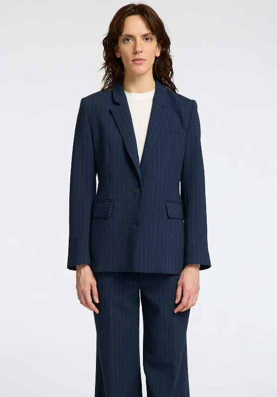 Unmissable Offer Selected Femme Frita Pinstripe Blazer, Navy