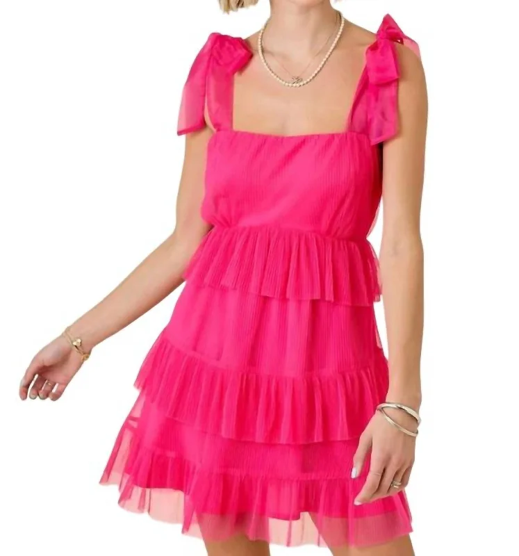 Inventory Reduction Erin Mini Dress In Hot Pink