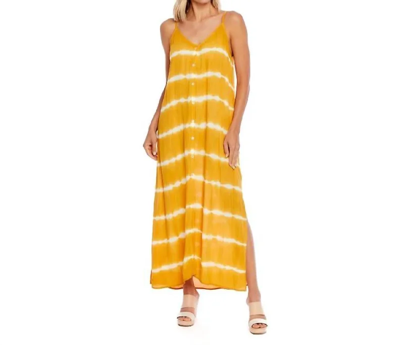Discount Mania Heather Tie Dye Maxi Dress In Mustard