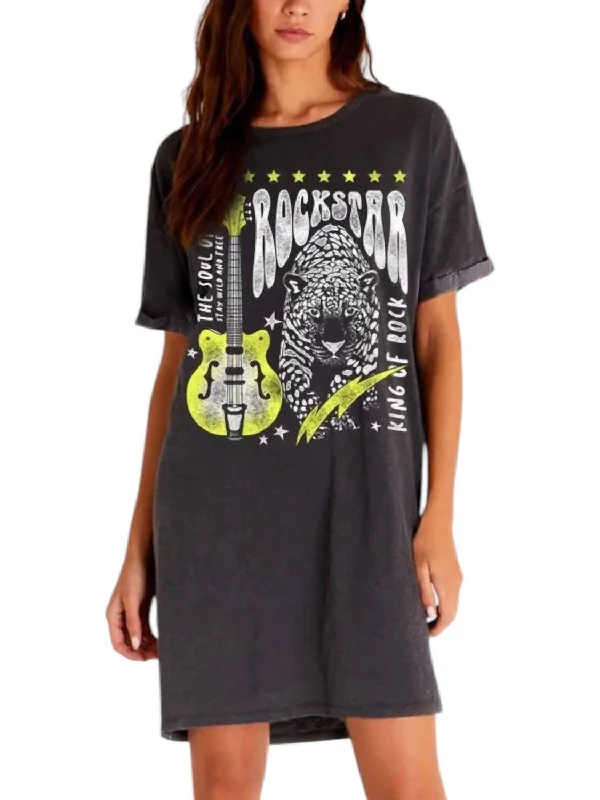Major Savings Neon Rockstar Shirt Dress In Black