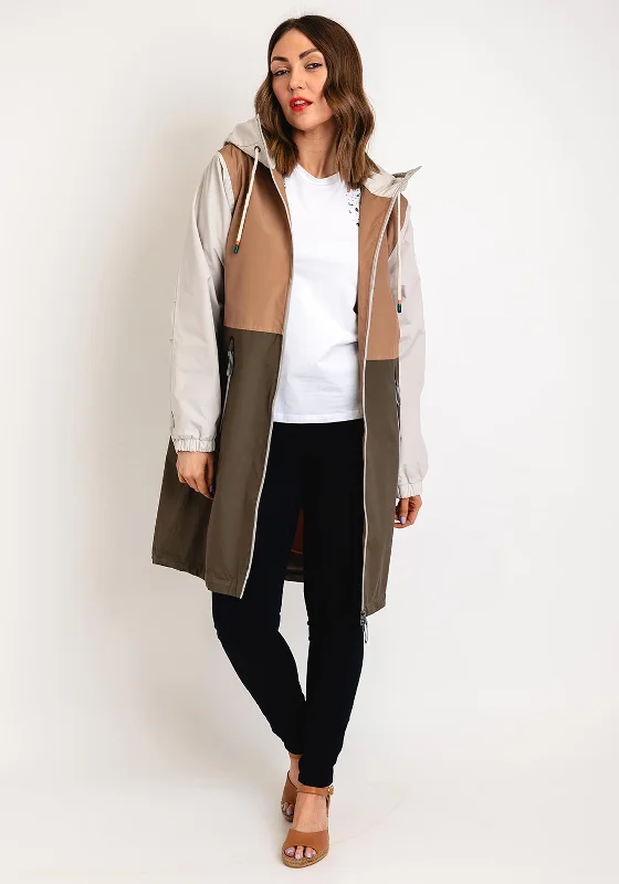 Must-Have Deals Etage Colour Block Long Rain Jacket, Army Block