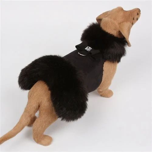 Price Rollback Susan Lanci Big Bow Faux Fur Coat- Black Fox with Black