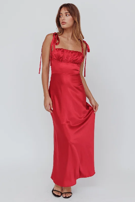 Clearance Items Pennelope Tied Shoulder Maxi Dress Wine