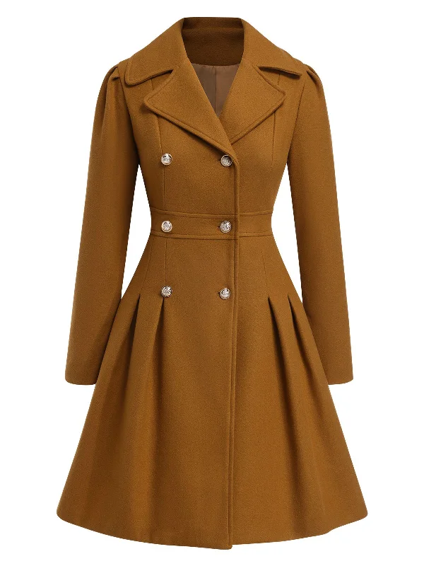 Great Deals 1940s Notched Collar Double-Breasted Dress Coat