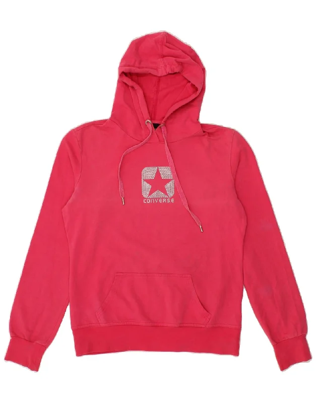 TIME-Limited Offer CONVERSE Womens Graphic Hoodie Jumper UK 14 Large Pink Cotton
