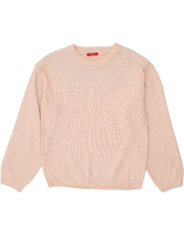 Huge Discounts GUESS Womens Crew Neck Jumper Sweater UK 16 Large Pink
