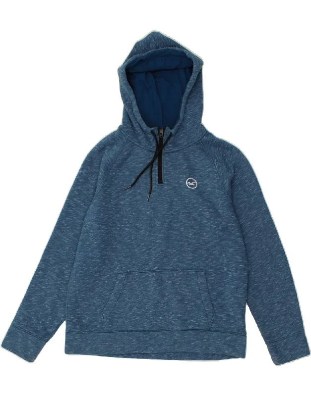 Bargain Prices HOLLISTER Womens Zip Neck Hoodie Jumper UK 14 Medium Navy Blue Flecked