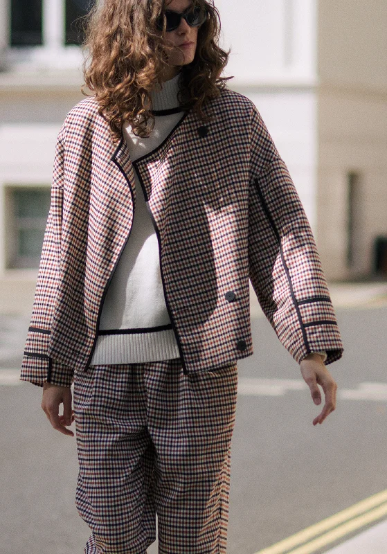 Exclusive Access Double Breasted Check Jacket with Matching Scarf