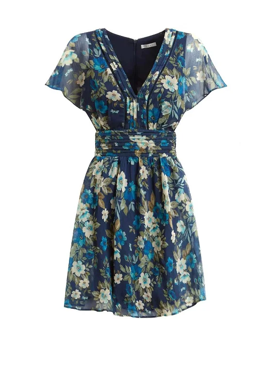 Daily Deals Guess Womens Floral Mini Dress, Navy Multi