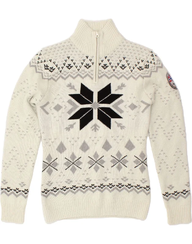 Limited Time Offer NEBULUS Womens Zip Neck Jumper Sweater UK 12 Medium White Fair Isle Limited Time Offer NEBULUS Womens Zip Neck Jumper Sweater UK 12 Medium White Fair Isle
