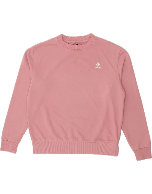 Incredible Offers CONVERSE Womens Oversized Sweatshirt Jumper UK 10 Small Pink Cotton