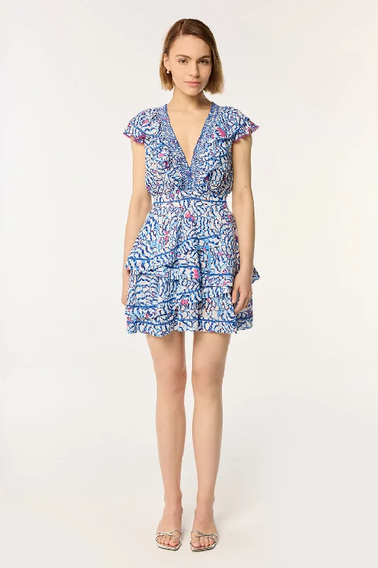 Special Price Mini Dress Carol - Blue Wings Flower