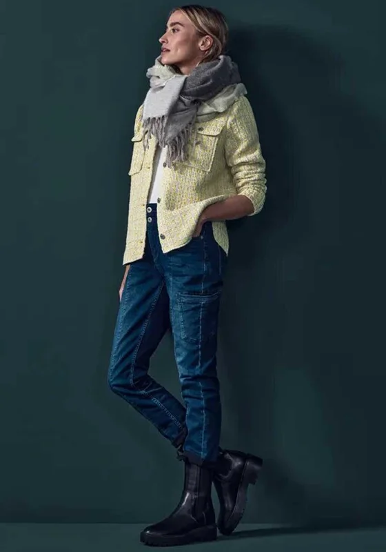 Holiday Sale Street One Boucle Buttoned Jacket, Yellow
