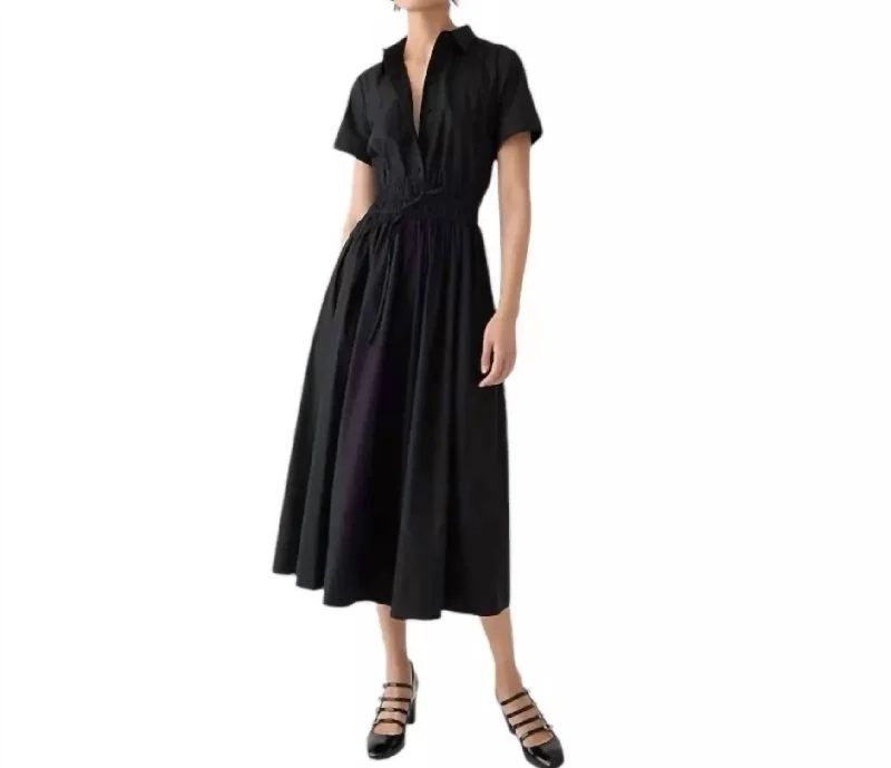 New Markdowns Elena Shirtdress In Cotton Poplin In Black