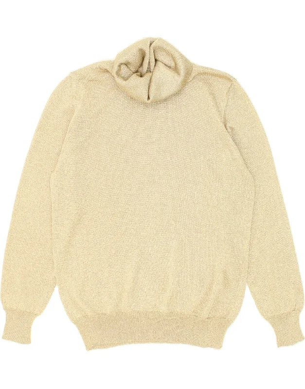 Big Savings VINTAGE Womens Roll Neck Jumper Sweater UK 12 Medium Gold Viscose