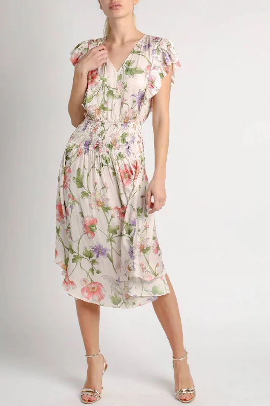 Huge Savings Fit & Flare Dress In Light Pink Floral