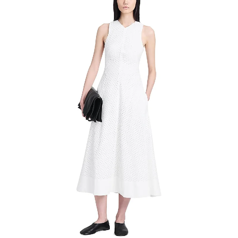 Huge Savings Womens Eyelet Sleeveless Midi Dress