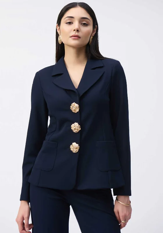Savings Bonanza Joseph Ribkoff Scuba Crepe Fitted Blazer, Navy