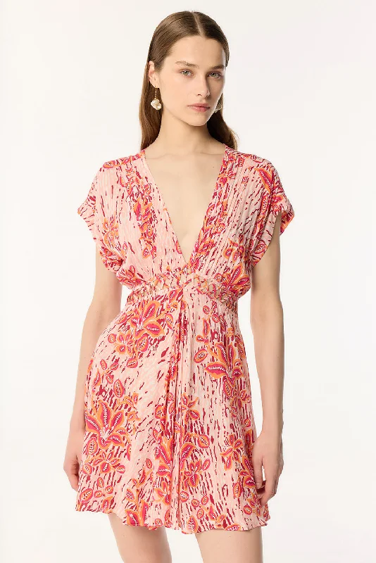 Savings Spectacular Mini Dress Cecile - Pink Exotic Forest