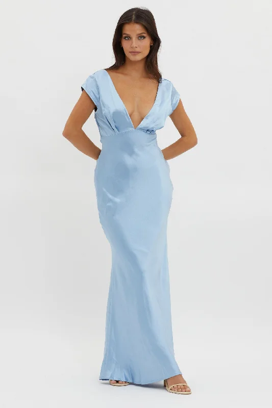 Anniversary Sale Lucinda V-Neck Twist Back Midi Dress Blue