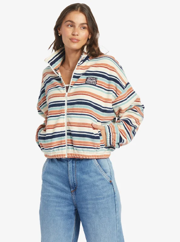 Daily Deals Dawn To Dusk Full Zip Fleece - Blue Surf Blanket Stripe