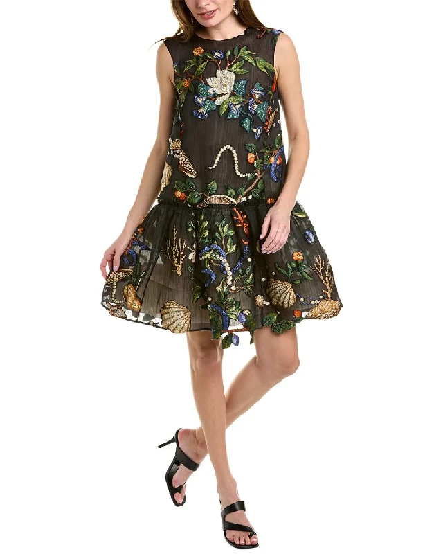 Unmissable Offer Oscar de la Renta Pietra Dura Fil Coupe Silk-Blend Cocktail Dress