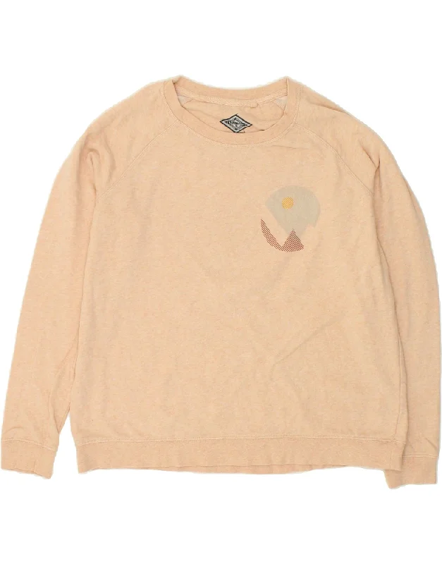 Online Only FAT FACE Womens Graphic Sweatshirt Jumper UK 16 Large Beige Flecked Cotton