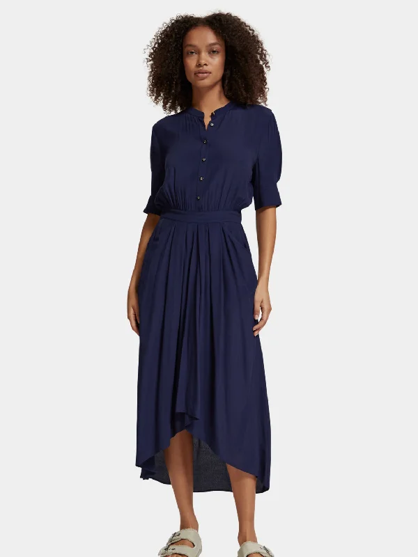TIME-Limited Offer Midi shirt dress with asymmetrical skirt