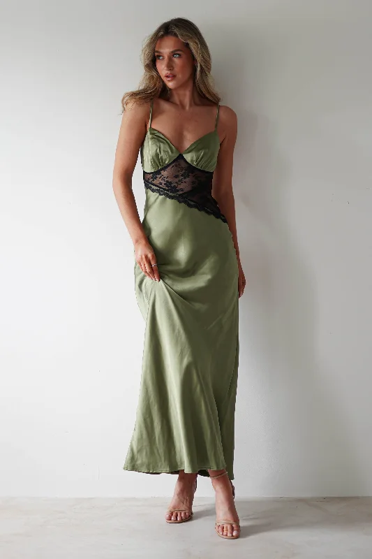 Stock Up and Save Felicity Lace Detail Maxi Dress | Olive