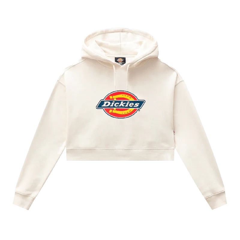 Reduced Prices Icon Logo Crop Hoodie W - White